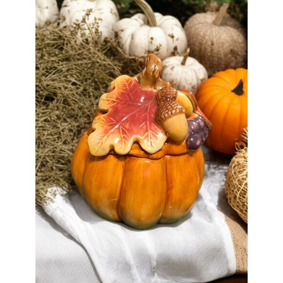 Fitz and Floyd Classics Autumn Splendor Collection Sugar Bowl with Lid in Box - Picture 4 of 7